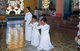 Vietnam: Female adherents in the Cao Dai temple at the Cao Dai Holy See, Tay Ninh Province
